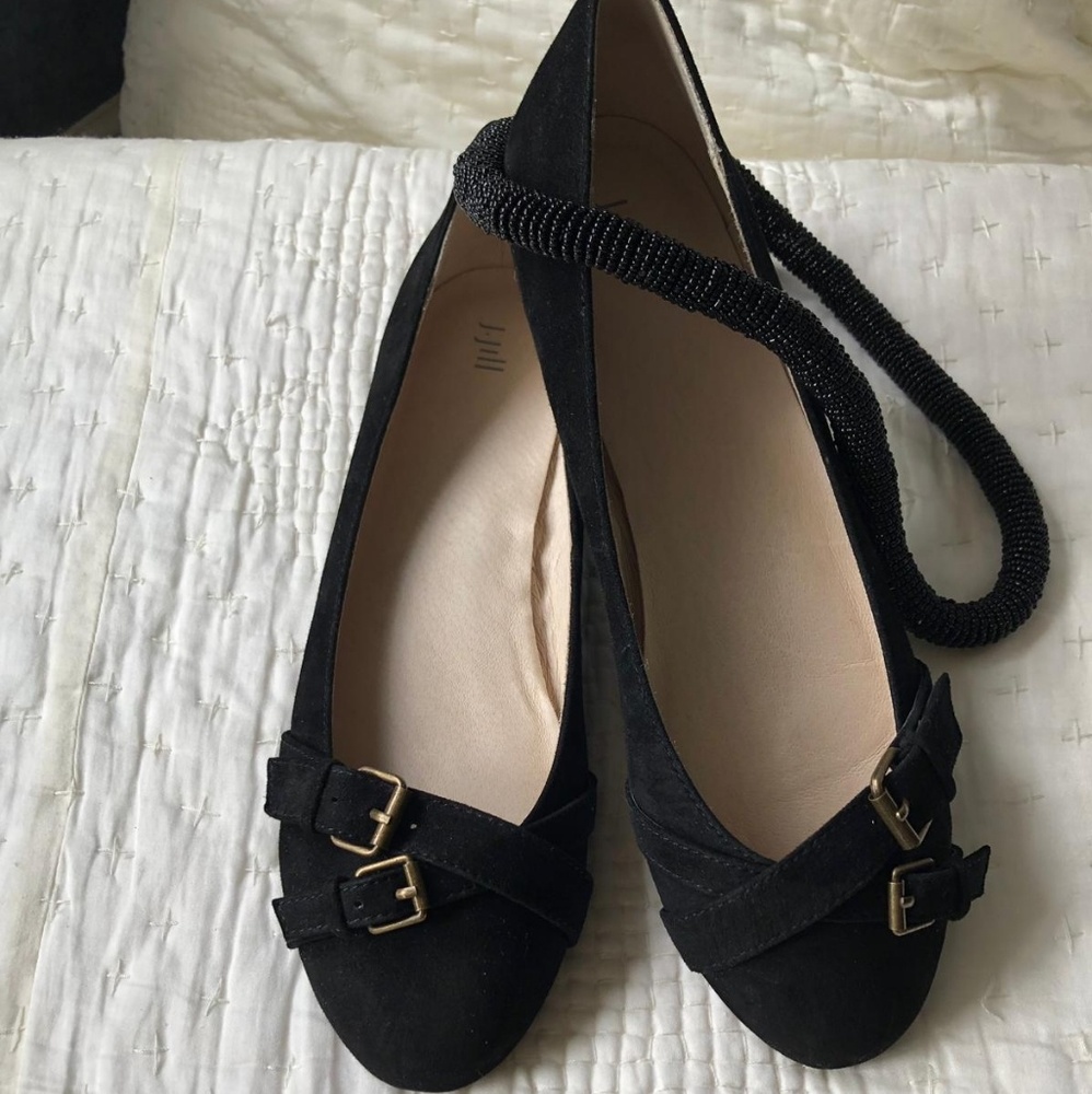 J. Jill Double Buckle Black Flats